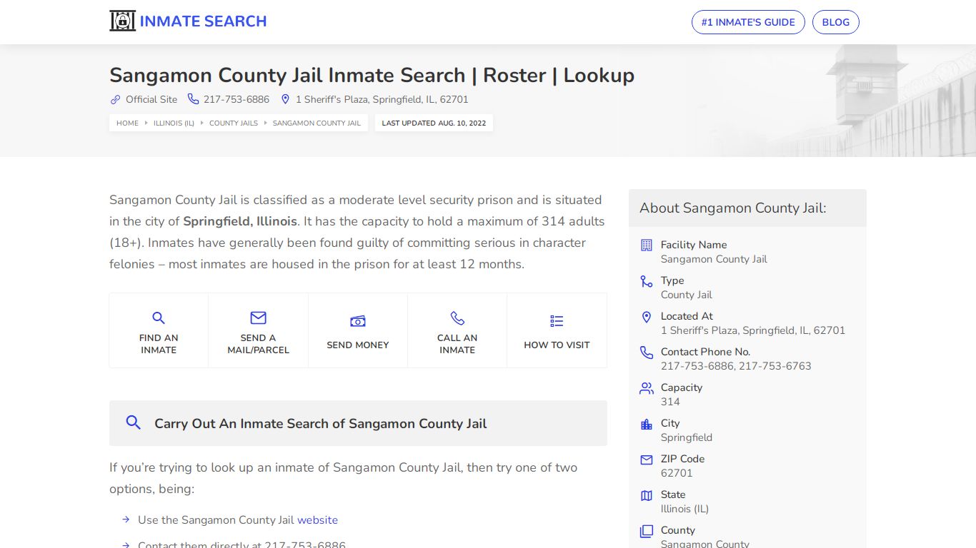 Sangamon County Jail Inmate Search | Roster | Lookup