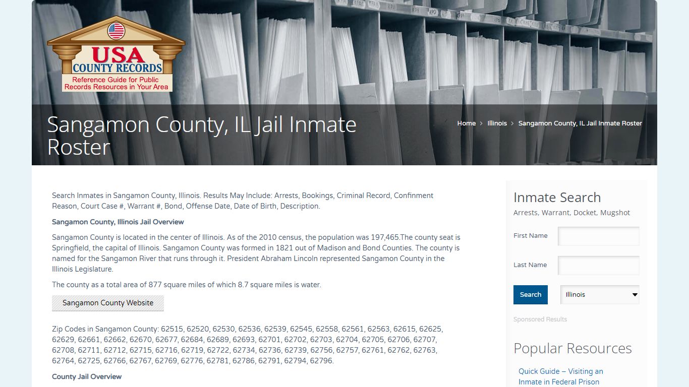 Sangamon County, IL Jail Inmate Roster | Name Search