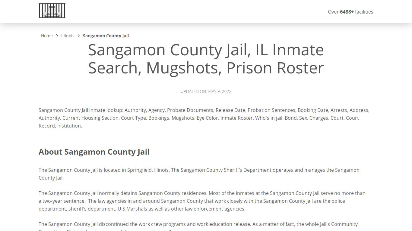 Sangamon County Jail, IL Inmate Search, Mugshots, Prison ...